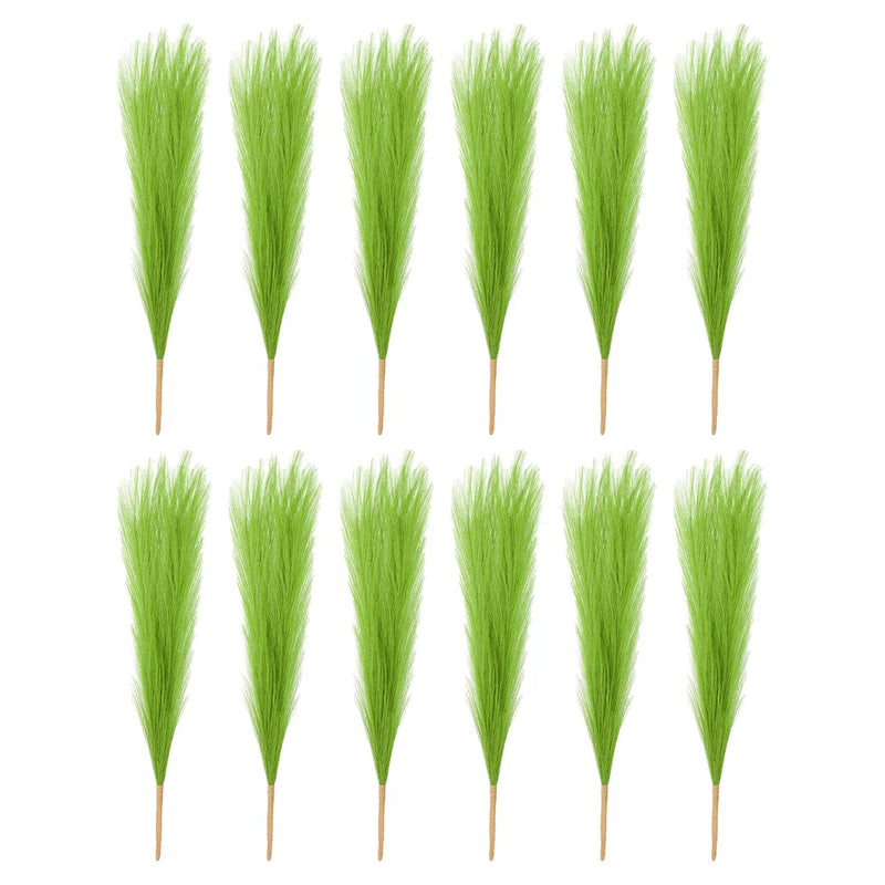 12 Pcs 17 Inch Faux Pampas Grass Artificial Boho Decor Grass Green Pampas Grass