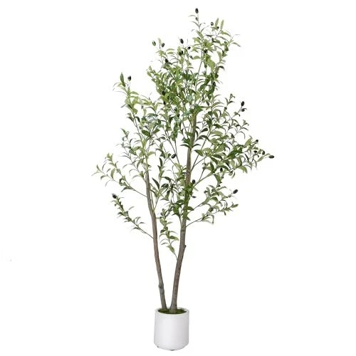 Artificial Olive Tree 5FT, Indoor Fake Silk Plant with Realistic 5ft Green Green Plant
