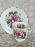 Elizabethan Peony Flowers Of The Seasons Bone China Cup Saucer England Vintage Peony