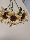 LG Bloom White/Brn Sunflower Stem / Pick 26in High Autumn Fall Summer Floral Sunflower