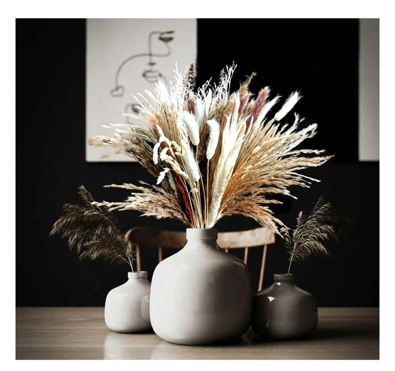 80PCS Natural Dried Pampas Grass Mix Flowers Bouquet, 17.7" Fluffy Pampas Gra... Pampas Grass