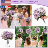 8 Bouquets Wedding Silk Peony Hydrangea Flowers with Stems Elegant Faux Vinta... Hydrangea