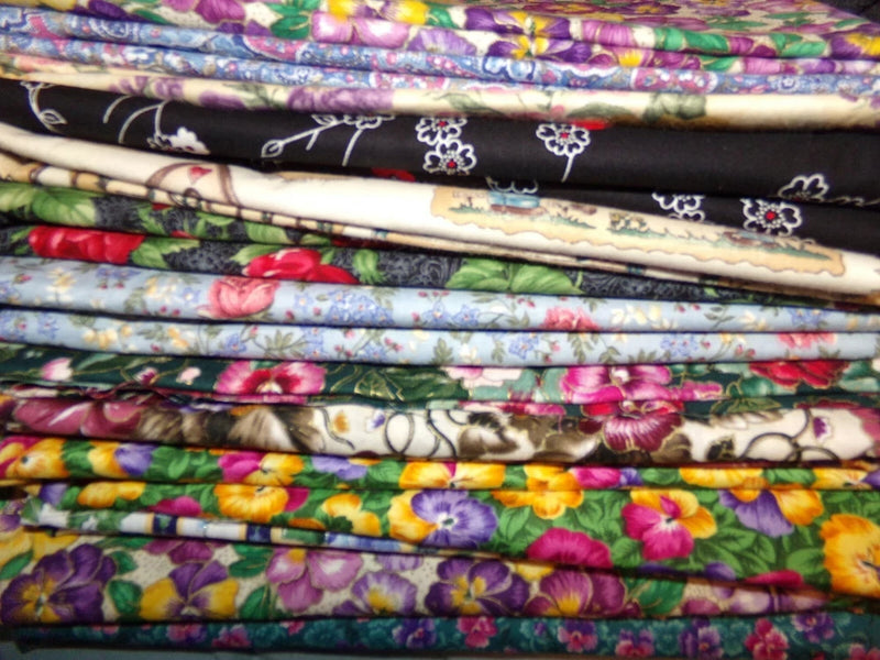 PANSY FLOWER garden VIOLET spring Cotton FABRIC U-Pick HALF YARD 1/2 yd Flowering Plants