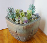 11 Pieces Artificial Mini Plants Flocking Succulents Grass(Gray + Blue) Green Plant