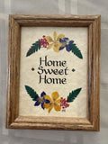 Home Sweet Home Pressed Flowers Frame Big Hill Flower Studio 1988 Signed Dried Flower