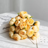 Rose Pink Peony Artificial Flowers Silk Bouquet 27Heads Roses Fake Flower for Ta Peony