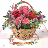 MotherÕs Day Pop Up Card 3D Carnation Flower Basket Card for Mom Birthday Gift. Carnation