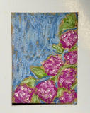 ACEO Art Card Original Mixed Media Painting Hydrangeas Floral Hydrangea