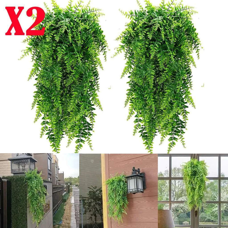 2pc Artificial Fake Vine Hanging Ivy Green Plant Persian Fern Wall Hanging Decor Green Plant
