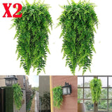 2pc Artificial Fake Vine Hanging Ivy Green Plant Persian Fern Wall Hanging Decor Green Plant
