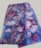 Silk Scarf Hand Painted Hydrangea Purple Silk Scarf Gift for Her and Mom 71Ò/18Ó Hydrangea