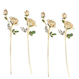Brand New Mackenzie-Childs White Rose Beaded Stems, Set of 4 Roses