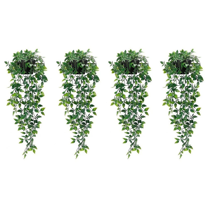 Indoor Hanging Plant Set 4 Piece Simulated Datura Vine Plastic Green 65cm Green Plant