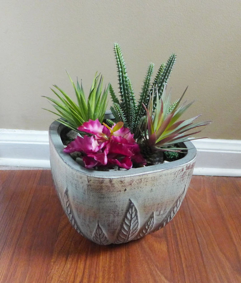Mix Artificial Grass Set of 4 Plastic Succulents Cactus Red Plants Green Plant
