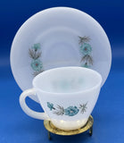 VTG Fire King Oven Ware BONNIE BLUE CARNATION CORN FLOWER Tea Cup& Saucer Mint! Carnation