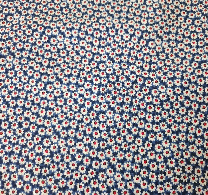 Calico Print BTY Schwartz Liebman Cranston Print Works Floral Ivory Red Blue Flowering Plants
