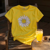 Ladies Daisy Flower T-Shirt Womens Baggy Cotton Tee Top Short Sleeve Summer Daisies
