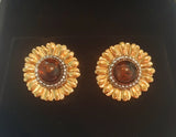 Beautiful Amber Sunflower Stud Earrings Sunflower