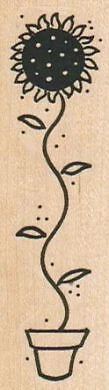 Long Stemmed SunFlower 1 x 3" Rubber Stamp, Plant Stamp, Tree Stamp, Flowers Sunflower