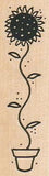 Long Stemmed SunFlower 1 x 3" Rubber Stamp, Plant Stamp, Tree Stamp, Flowers Sunflower