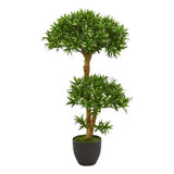 Nearly Natural 3ft Bonsai Styled Podocarpus Artificial Tree in Green Green Plant