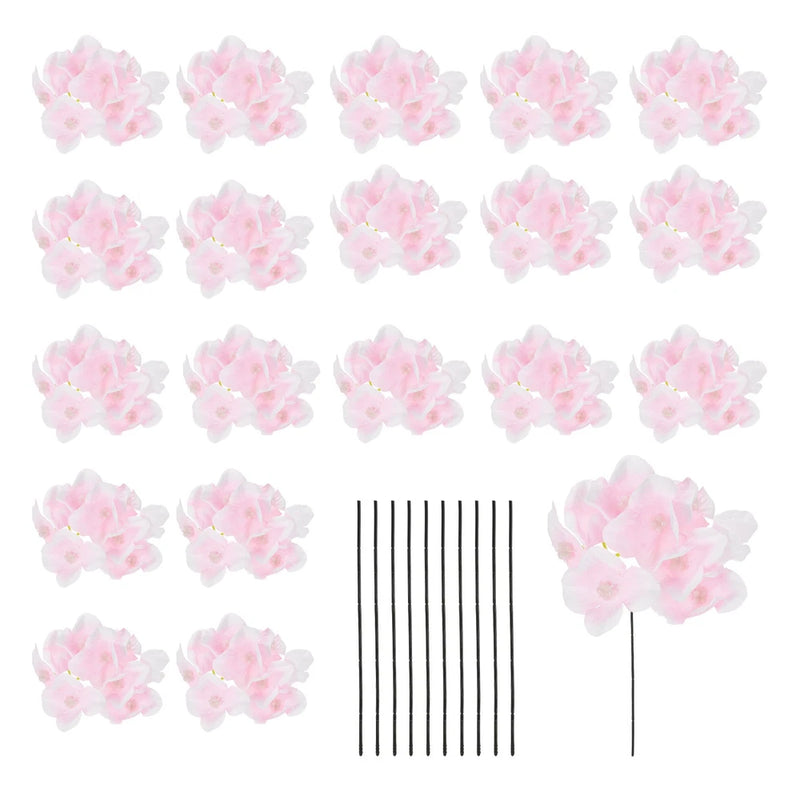 20 Sets Artificial Hydrangea Flower Heads with Stems for Bouquet,Pink Hydrangea