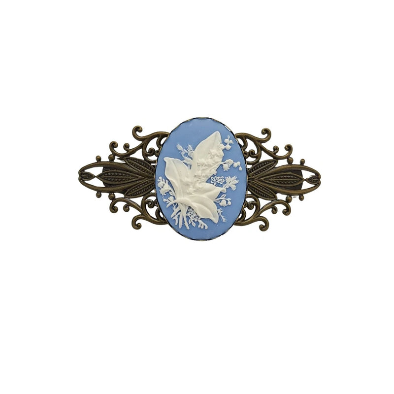 Vintage Cameo Lily Flower Hair Barrette. Lily