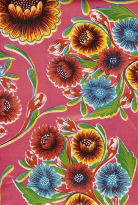 Oilcloth Fabric Beautiful Blooms Pink Pattern Sold in Yard or Bolt Flowering Plants