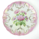 Antique Porcelain Plate Hydrangea Flowers Pink Rim Gold Accents 8" Ideal Germany Hydrangea
