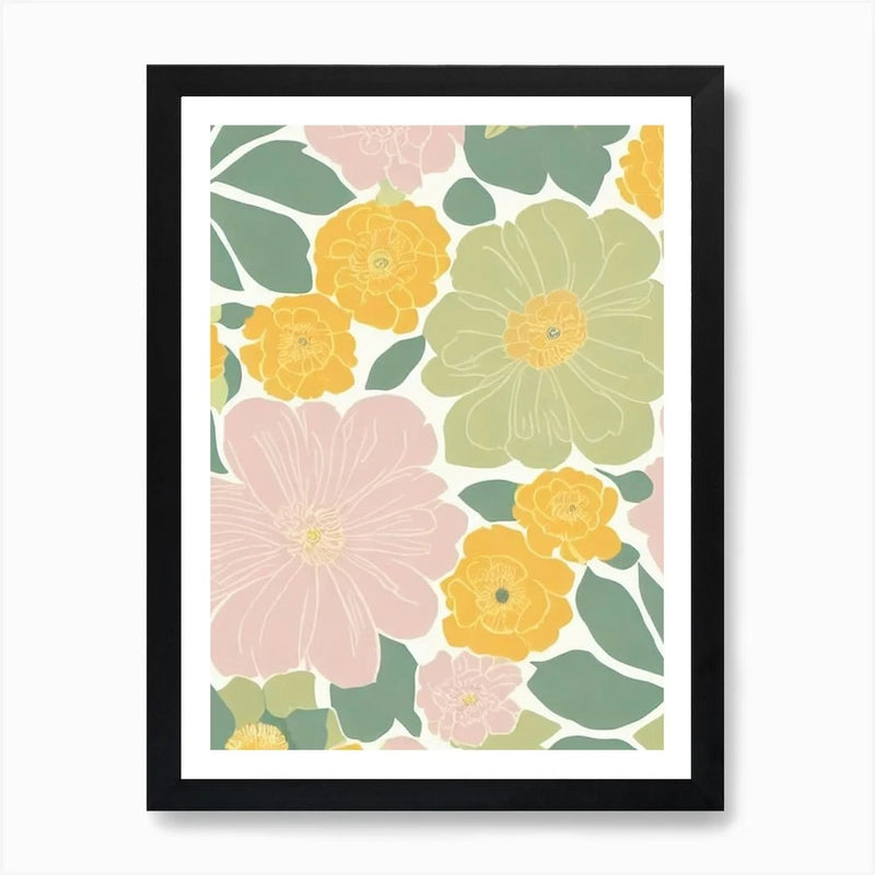 Ranunculus Pastel Floral 2 Flower A Framed Wall Art Poster Canvas Print Picture Ranunculus