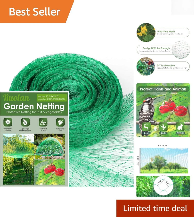 UV Resistant Green Polypropylene Garden Netting Ð 13x20 Ft for Plant Protection Garden Plants