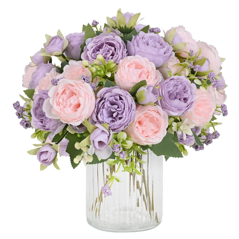 8 Packs Peonies Artificial Flowers, Pinkish-Purple Artificial Peonies, Silk P... Peony