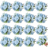 Elegant Blue Artificial Peony & Hydrangea Bouquet for Wedding Decor (16 Pcs) Hydrangea
