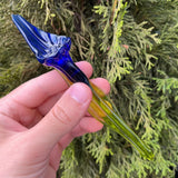 7Ó Blue Glass Calla Lily Figurine Blown Sculpture | Handcrafted Murano Style Art Lily
