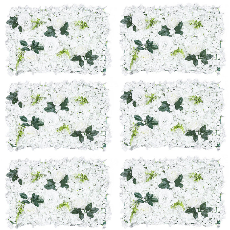 6x White Artificial Flower Wall For Wedding Party Decor Hydrangea Panel Bouquet Hydrangea