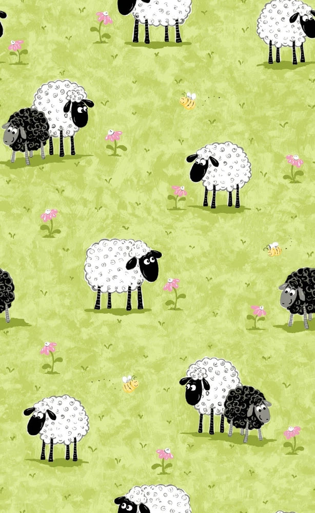 Susybee LAL THE LAMB Meadow Pink Flwr Quilt Fabric Sold by 1/2 yd #20049-830 Flowering Plants