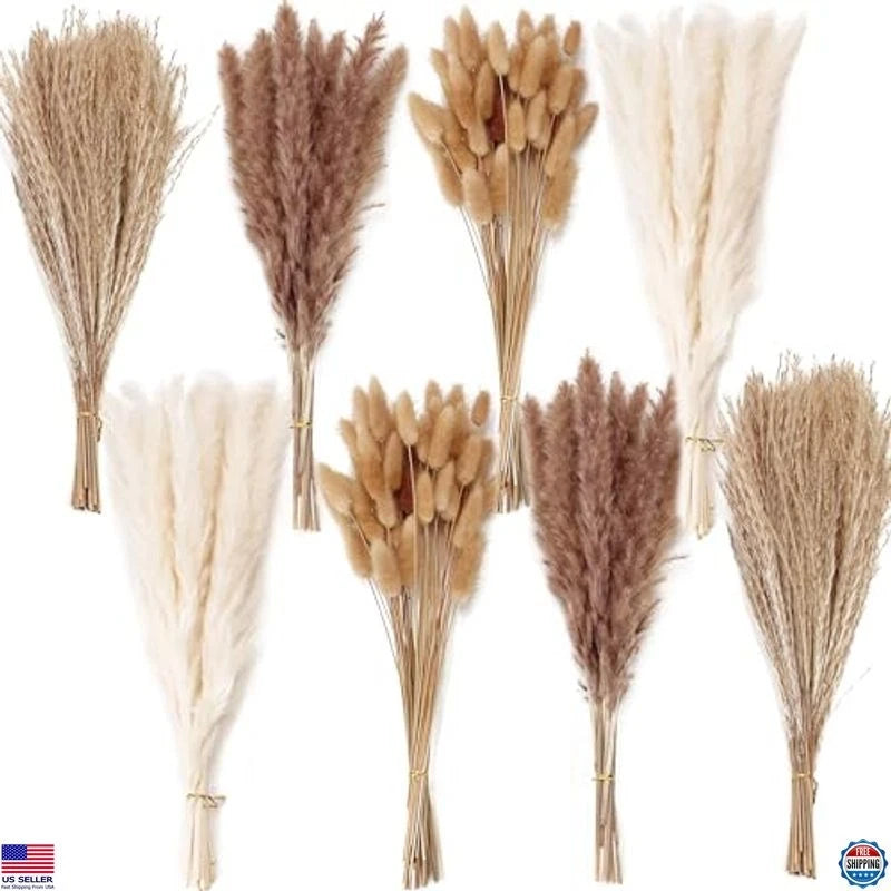 200PCS Dried Flower Bouquet Ð Pampas Grass Decor for Weddings & Boho Style Vases Pampas Grass