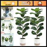30" Artificial Fiddle Leaf Fig Tree - 2 Pack Realistic Indoor/Outdoor Decor Green Plant