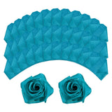 100pcs Eternal Roses Petals, Premade Satin Ribbon Flowers, Peacock Blue Bouquet