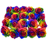 18pcs Artificial Silk Rose Flower Head Rainbow Rose Flowers DIY Floral Arrangmet Roses