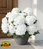 Ivydale 4pc White Silk Hydrangea Flowers UV Resistant Faux Outdoor Hydrangea