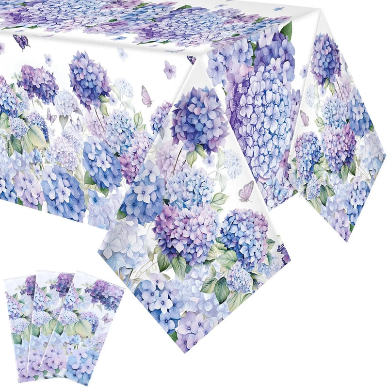 3 Pcs Spring Hydrangea Plastic Tablecloths Watercolor Flower Butterfly Tablec... Hydrangea