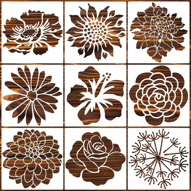 Large Flower Stencils for Walls 14Inch Fence Stencil for Outdoors Floral Stencil Sunflower