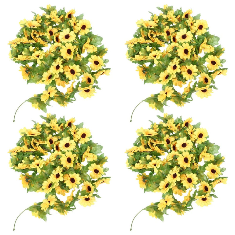 4 Pcs Flower Vines for Decoration Artificial Sunflower Garden Insert Sunflower