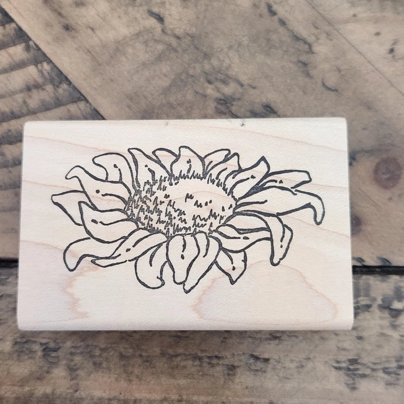 G-rated Rubberstamps Big Large Sunflower Flower Rubber Wood Mounted Stamp EUC Sunflower