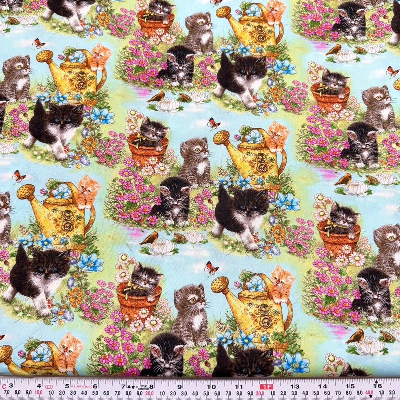 Kitty's Garden AYJ Giordano Studios Cotton Fabric by the HALF YARD Flowering Plants