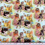 Kitty's Garden AYJ Giordano Studios Cotton Fabric by the HALF YARD Flowering Plants