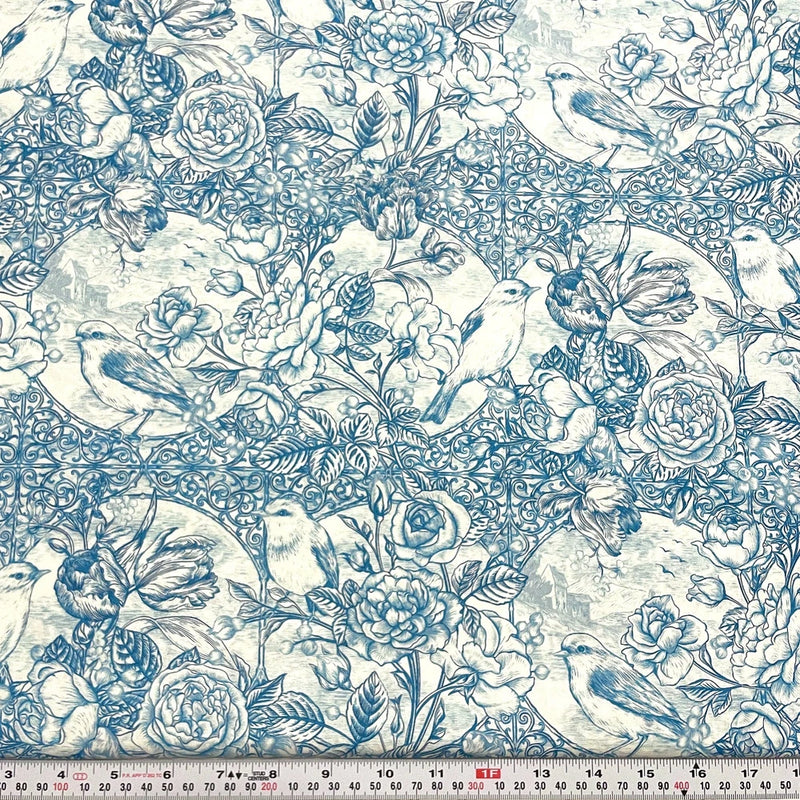 Romance by Jason Yenter In The Beginning Fabrics Toile Cotton by the HALF YARD Flowering Plants
