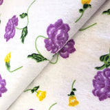 Purple Yellw Peone Print Cotton Flannel Fabric 45" By Yard Floral Nursery Fabric Flowering Plants
