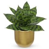 Artificial Snake Plants 9" Faux Agave Succulent Plant Potted in Gold Pot Fake... Green Plant